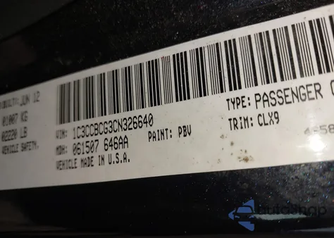 2012 Chrysler 200 Limited z USA, uszkodzony, nr VIN 1C3CCBCG3CN326640